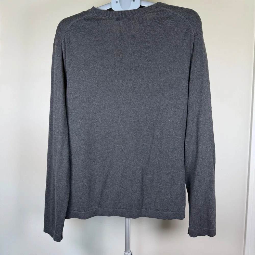 Banana Republic Mens XL Gray Silk Cashmere V-Neck Sweater Minimalist Knit Top